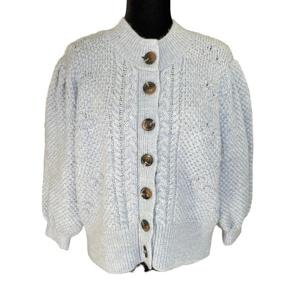 Who What Wear Corydalis Heather Cardigan Sweater Blue Wool Blend XXL - Picture 3 of 10